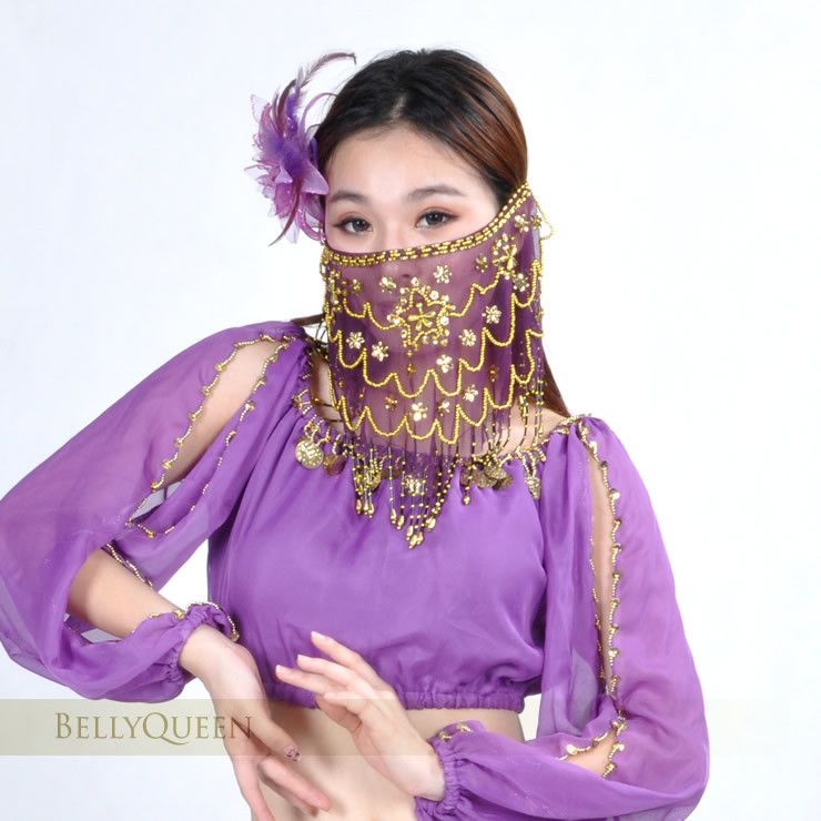 New Shinning Sequins Face Veil handmade 8 color Belly Dance Costumes